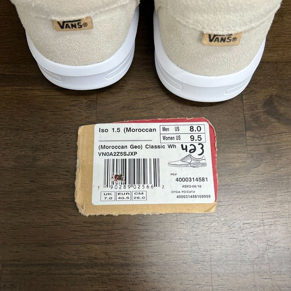 New Vans NWT Iso 1.5 Moroccan Geo Classic White Cream Size 9.5 Womens 8 Mens - Picture 12 of 13